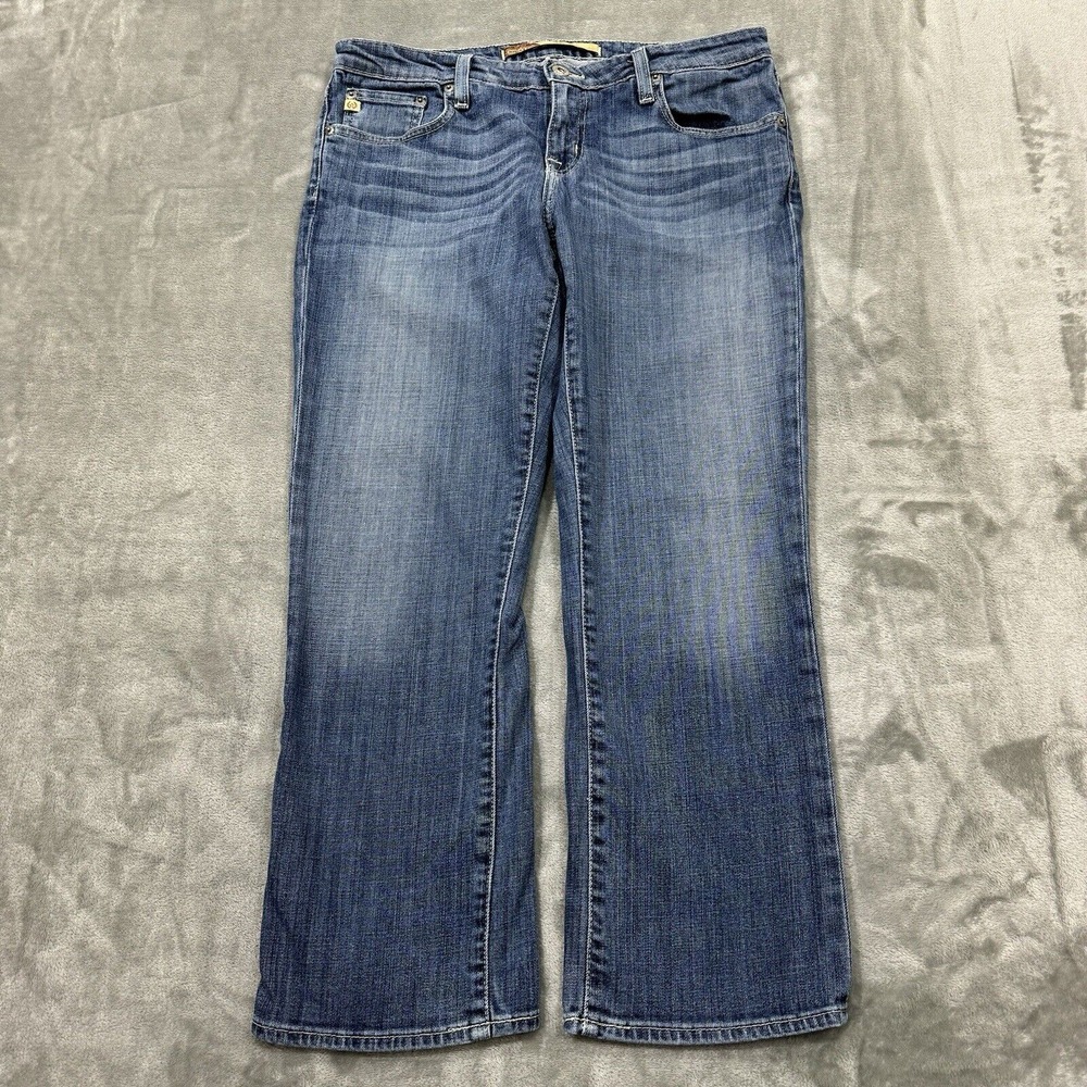 Big Star Jeans Womens 31 Blue Rikki Low Rise Fit Cropped Medium Wash Denim Logo - Picture 1 of 11